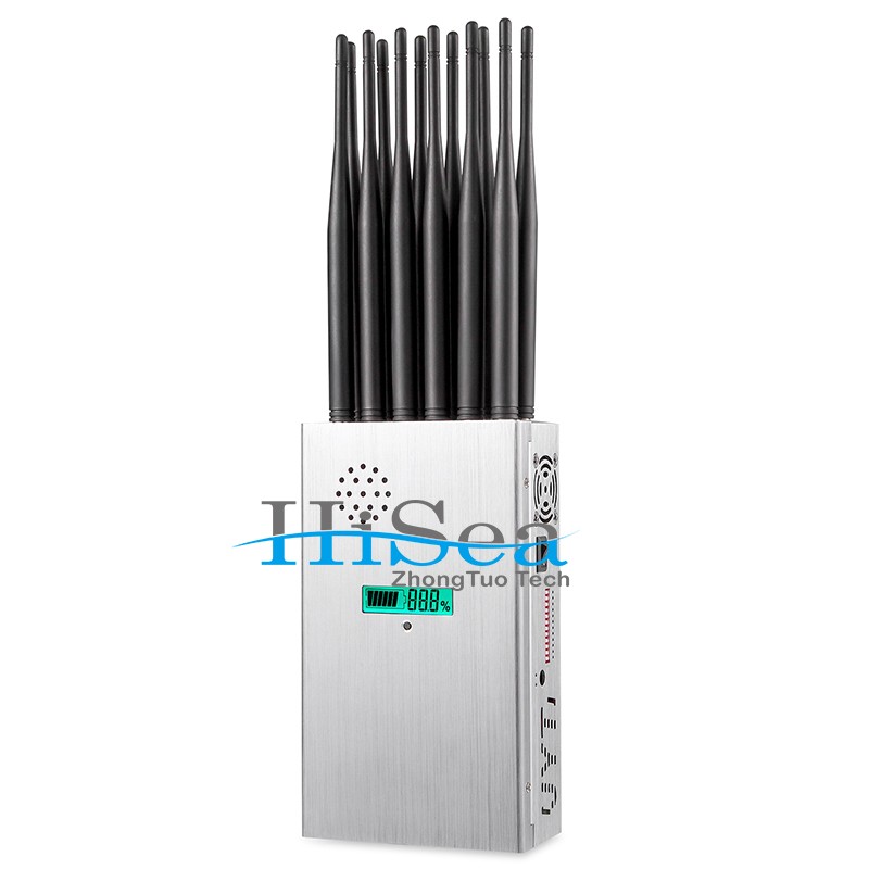 HS-S12HJ Handheld 12 Bands 5G Cellphone Signal Jammer with Nylon Cover and Screen Display